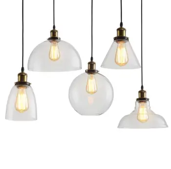 

Vintage Pendant Lights Glass Pendant Lamps Loft Industrial Hang Lamp Smoky Grey Modern Lustre Pendent Cord Pendant Glass Stone