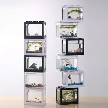 

Creative Aquarium Fish bowl Superposition cylinder Mini Fish cup Goldfish jar Ultra white Building blocks Fish tank landscape
