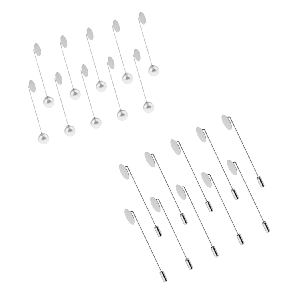 20 Pieces Blank Tray Glue On Pad Lapel Stick Pin DIY Clutch Boutonniere Pins
