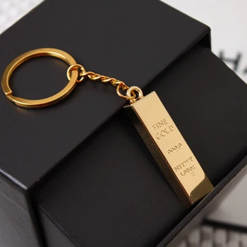 

1Pcs Metal Faux Ingot Bullion Gold Bar Golden Brick Keychain Creative Keyring Keyfob Gift Free Shipping