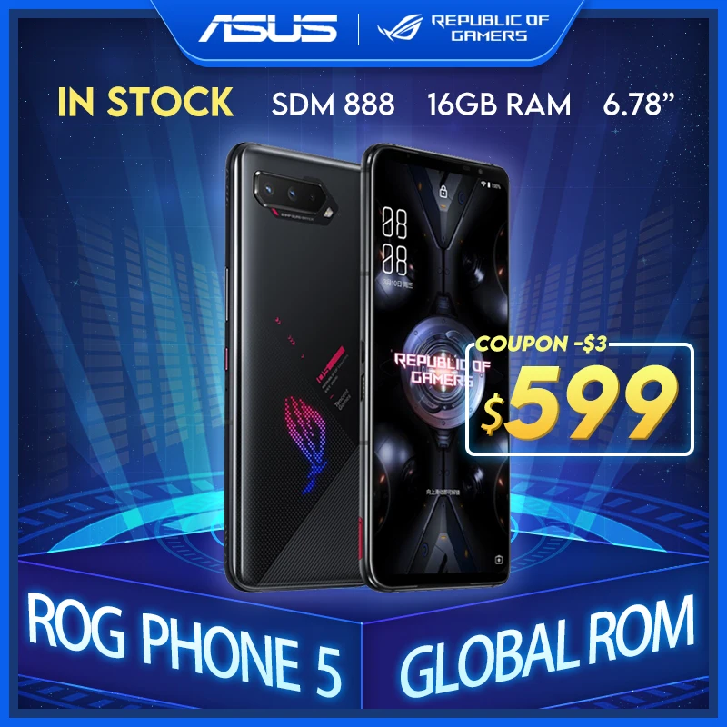 NEW ASUS ROG Phone 5 Global ROM Snapdragon888 128/256GB Android11 6000mAh 6.78