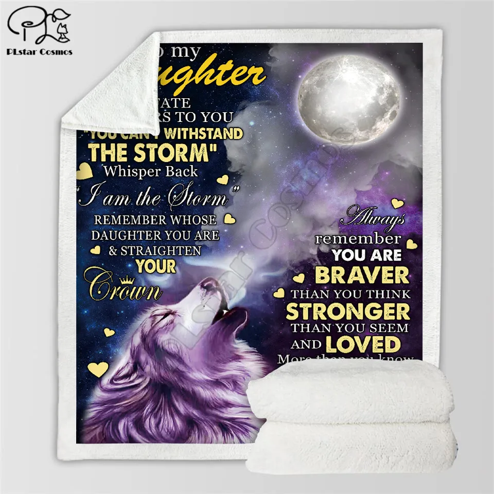 

To My Daughter 3d printed fleece blanket Beds Hiking Picnic Thick Fashionable Bedspread Sherpa Throw Blanket 16