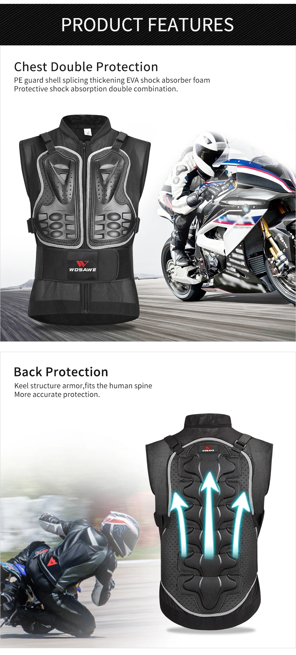 Motorcycle Armor Motorcycle Body Armor Body Protector Motorcycle Armor Vest Motorcycle Jackets Motorcycle Armor Pads Motorcycle Armor Accessories WOSAWE Motorcycle Jacket Men Full Body Armor Motocross Racing Protective Gear Chest Protection Off-road Anti-drop Jacket