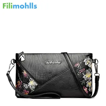 

2019 Women Leather Messenger Bags Small Crossbody Bags For Women Sac Flowers Shoulder Bag Female Envelope Bag Clutch Lady S1975