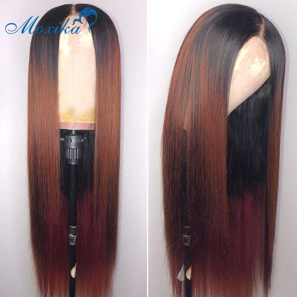 Парик Moxika 13X4 Ombre 1b/33 прямые передние парики из 150 бразильских человеческих волос