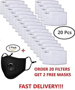 

20 PCS Face Mask For Woman Man Fashion Breath Valve Mouth Masks Filter Pad Pollution Activated carbon filter