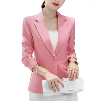 

Women One Button Solid Color Lapel Long Sleeve Slim Blazer Coat Suit Jacket