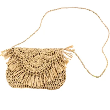 

Tassel Straw Bag Paper Rope Hook Flower Big Flip Hand-Women Bag Casual Handbag Beach Bag