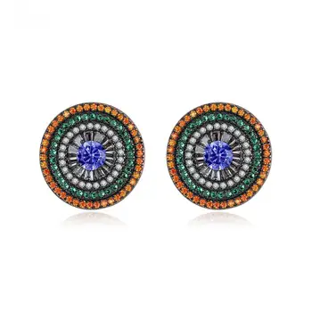 

fashion round cubic zirconia stud earring for women multicolor trendy earrings