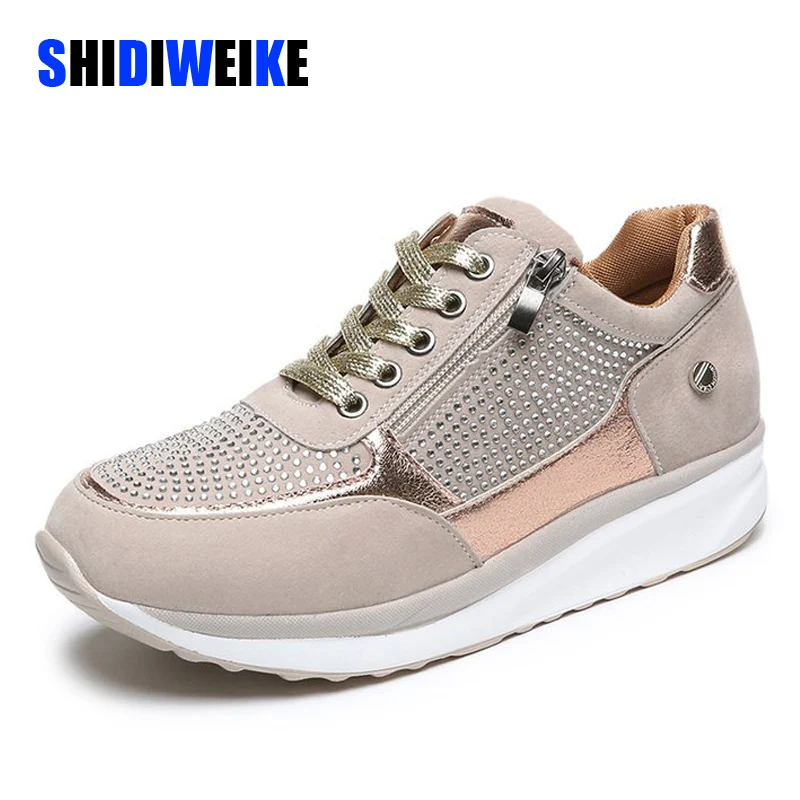 beige platform trainers