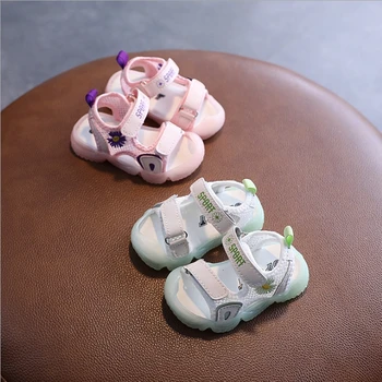 

Summer children girl beach sandals girls hollow out net flower sandals pink green C-1 21-30 TX09