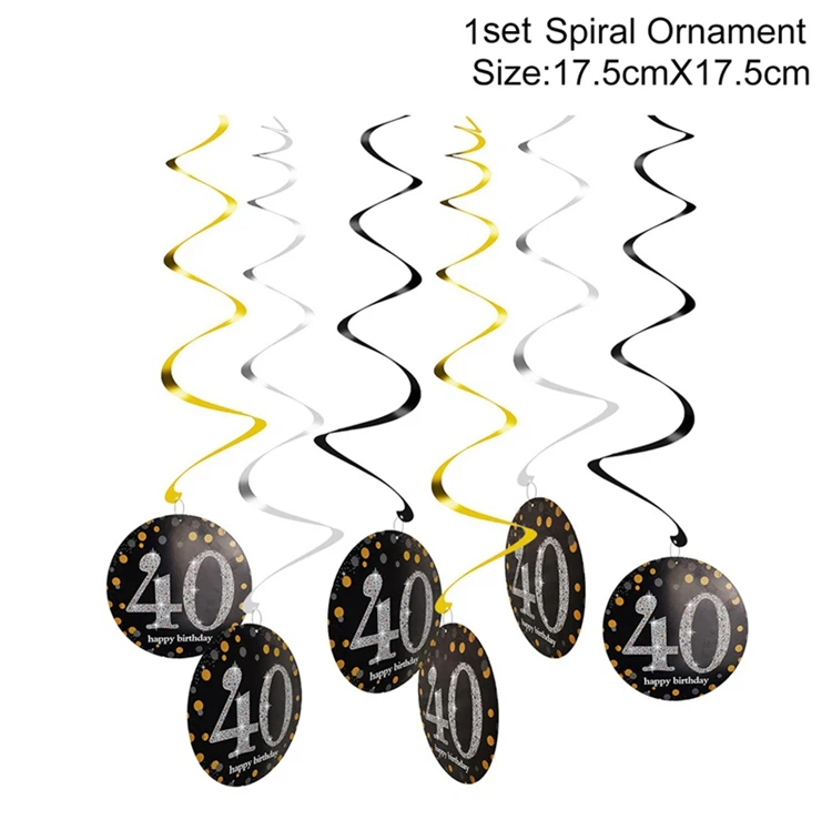 Huiran 15 шт. шары на день рождения 30 40 50 украшения на день рождения 30th 40th 50th Декор на день рождения Юбилей шары - Цвет: Spiral Ornament