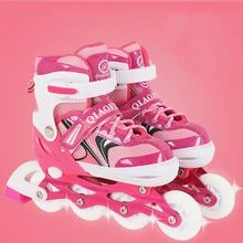 Новинка, 1 пара, для взрослых и детей, роликовые коньки, обувь для катания на роликах, синий, розовый, регулируемые, моющиеся, для девочек и мальчиков