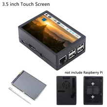 Raspberry Pi 3 Modelo B + pantalla táctil de 3,5 pulgadas, 480x320 TFT LCD + Carcasa de ABS, caja negra y gris, también para Raspberry Pi 4 Modelo B / 3B +