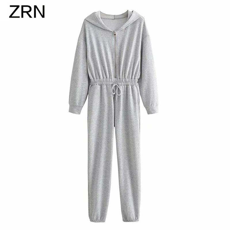 ZRN Women 2020 Autumn Fashion Casual Jumpsuits Female Romper Hooded Zipper Sexy Outwear Jogging Outfits Jumpsuit |