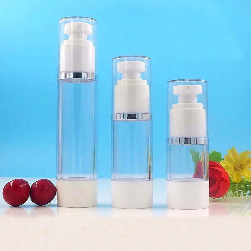 15ml round head plastic airless bottle silver line essence serum/lotion/emulsion liquid foundation skin care cosmetic packing | Красота и