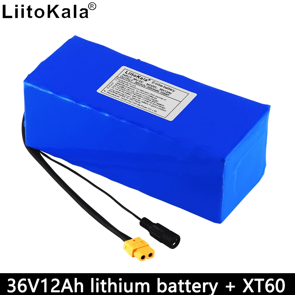 LiitoKala 36 V 12Ah литиевая батарея 18650 10S4P аккумуляторная 12000 mAh большой емкости BMS XT60