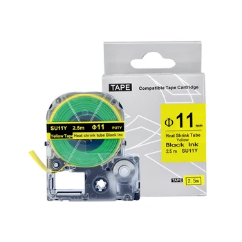 

11mm Black on Yellow Tape SU11Y Heat Shrink Tube Label Tapes Compatible for KingJim/Epson Label Printers