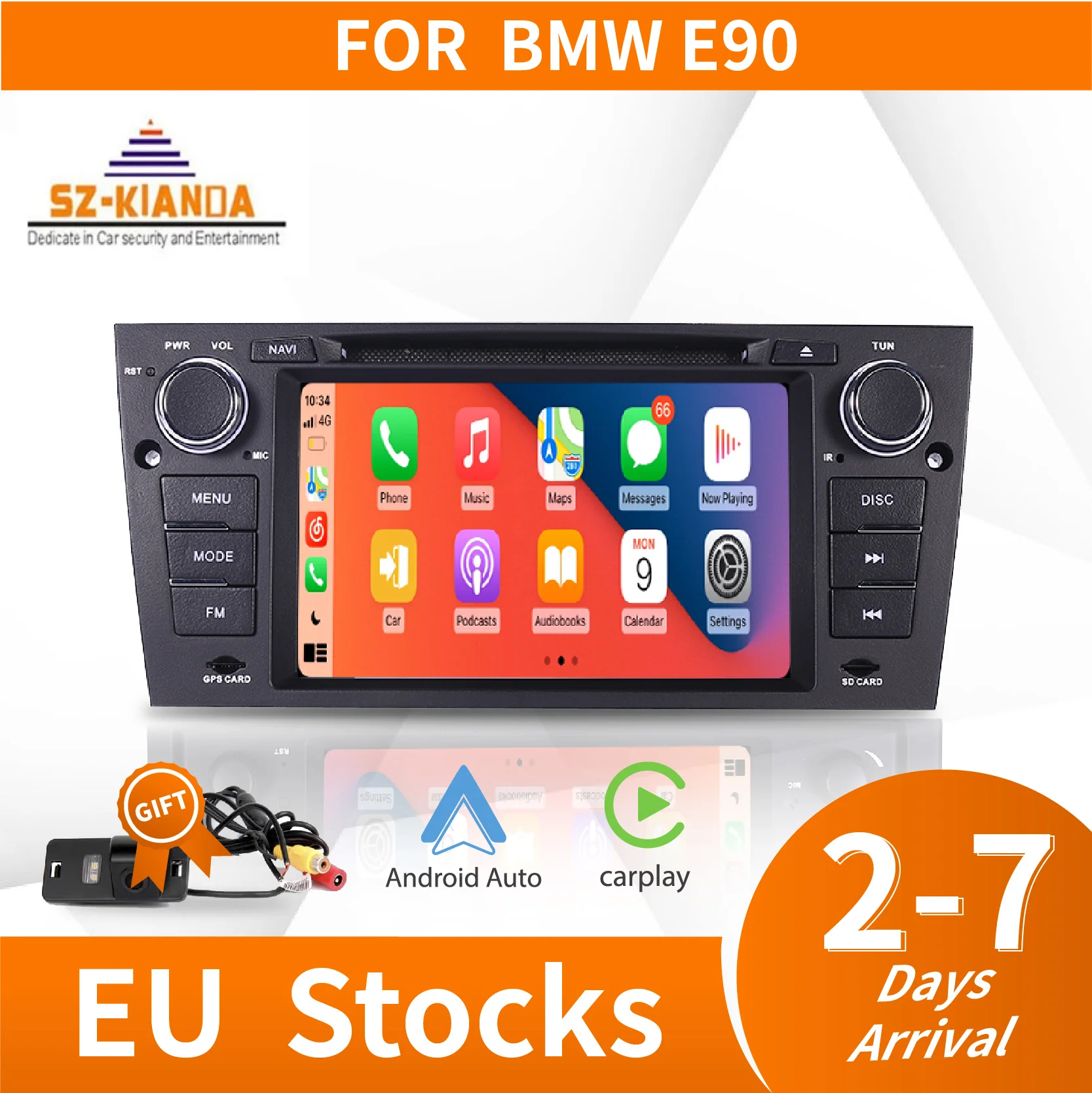 OBD Android 10 9"Car Radio GPS Sat Nav Bluetooth Para Bmw E90 E91 E92 CarPlay Cam 