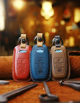 

For Audi car key case shell A4L A5 A6L A7 A8L Q5L Q7 leather Q8 crazy horse leather decoration business Key Case for AOTO