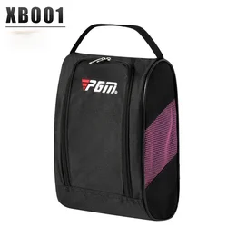 Portable Mini Golf Shoe Bag with Nylon Carrier and Golfball Holder - Lightweight Breathable Pouch (Black pink)