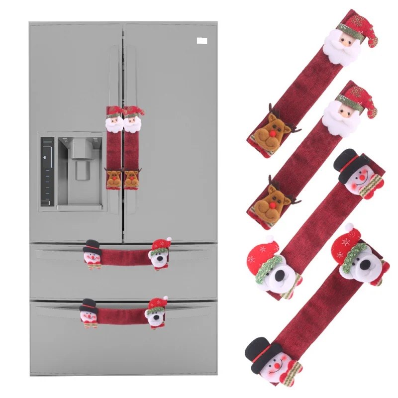 

Christmas Refrigerator Door Handle Cover Kitchen Microwave Oven Handle Linen Decorations