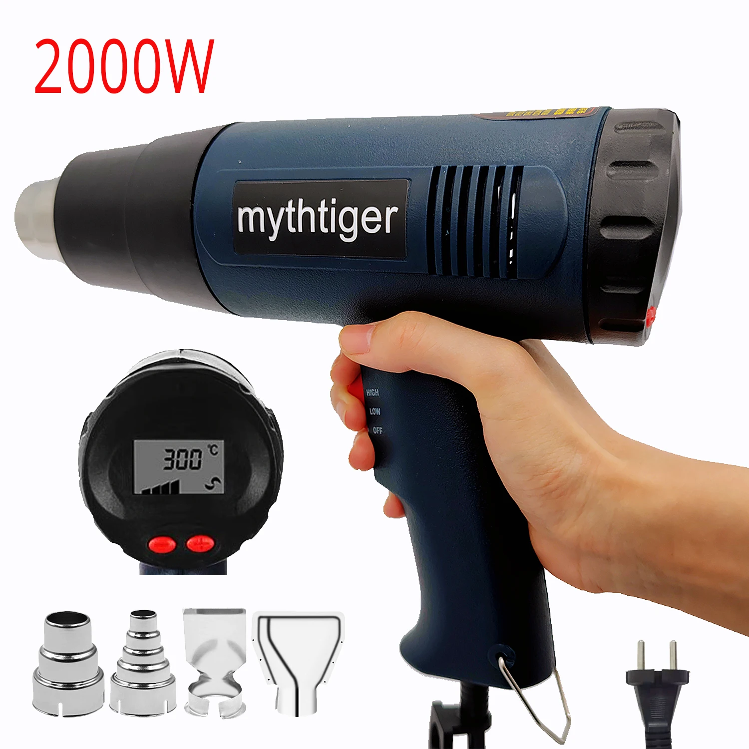 2000W Digital Display Electric Hot Air gun Handheld Dual Wind Speed Stepless Thermostat Film heat Industrial Hair Dryer | Инструменты
