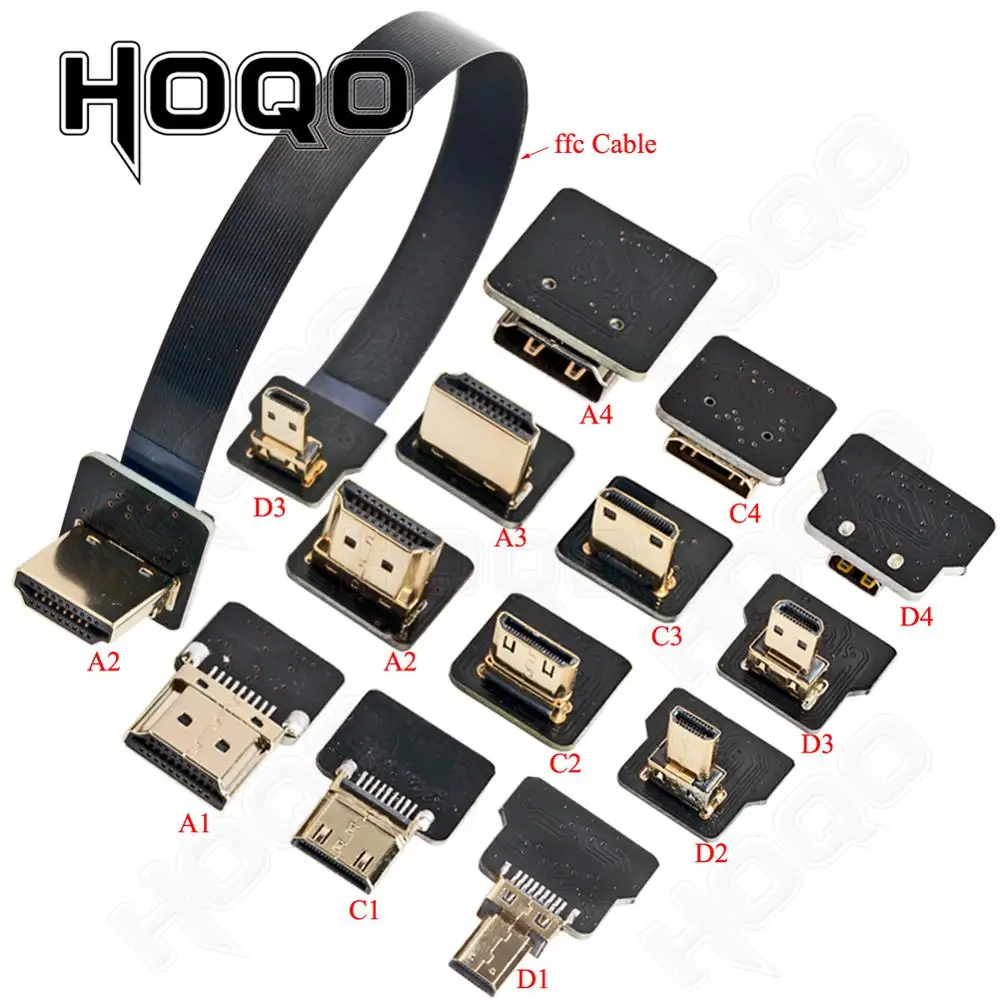 Ленточный плоский кабель FPV HDMI Micro к мини 90 градусов адаптер 5 см 80 FPC шаг 20