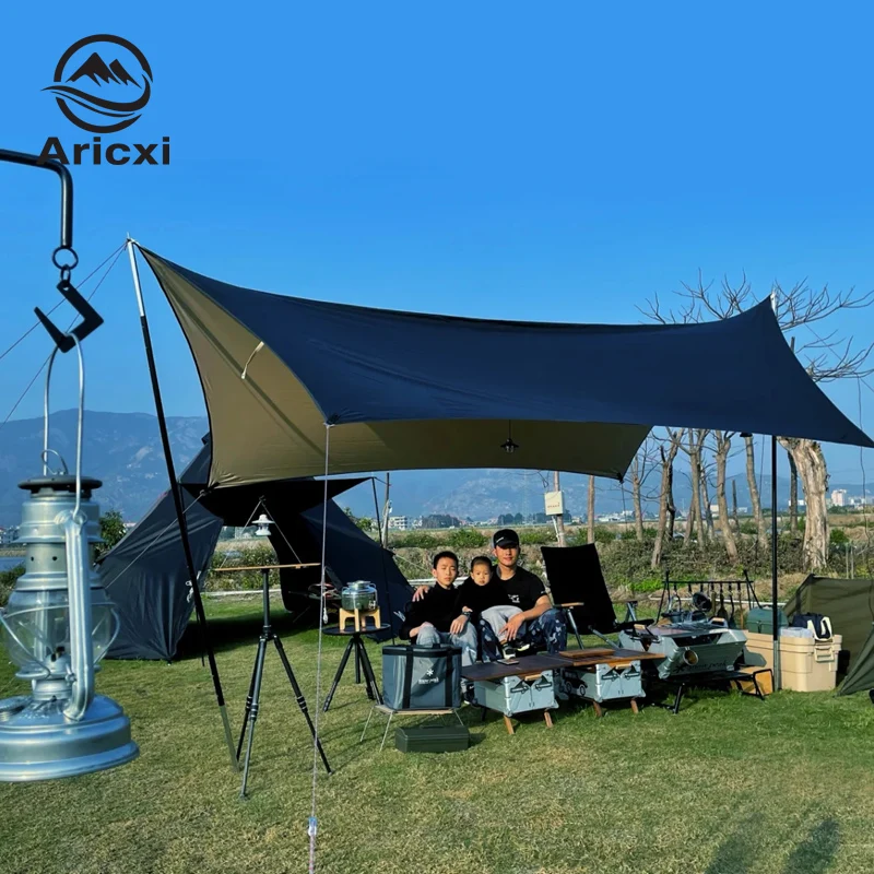 Black Coating Tarp Outdoor Camping Sun Shelter Shade Awning Thickened 210D Oxford cloth ANTI UV high waterproof tarp