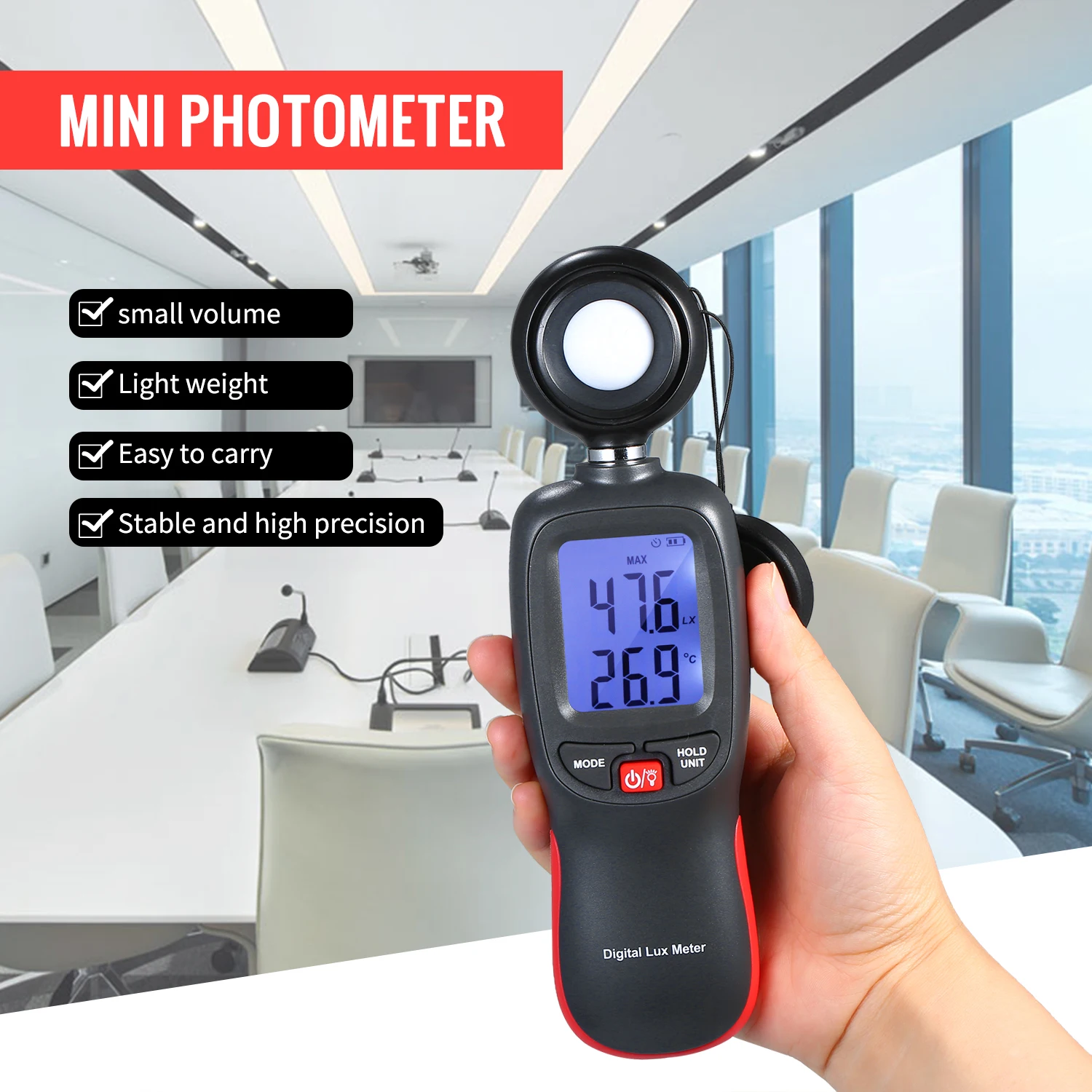 Цифровой luxmeter Lux/измеритель FC легкий измеритель, люминометр, фотометр, ручной спектрометр, осветительный прибор 200000Lux - изображение