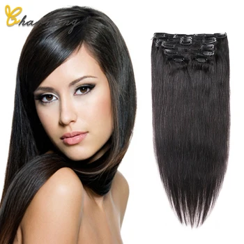 

CHARMING Clip in Human Hair Extensions Brazilian Hair Clip in Extension Natural Color Straight Human Hair 8 Pcs 120g