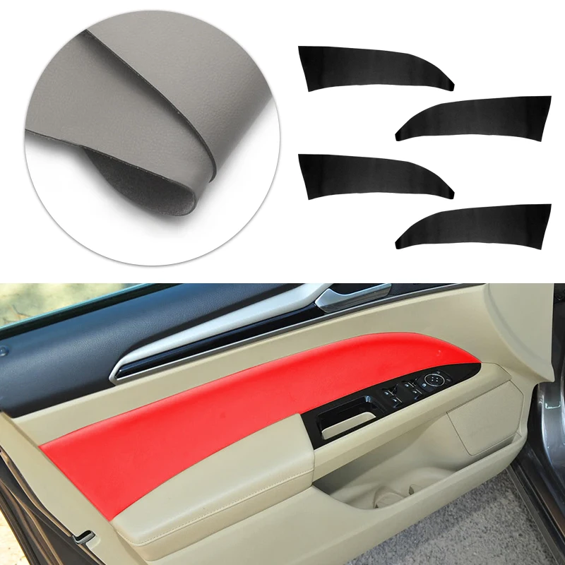 

4pcs Car Microfiber Leather Interior Door Panel Armrest Cover Sticker Trim For Ford Mondeo MK5 2014 2015 2016 2017 2018