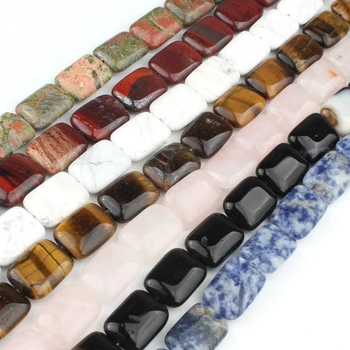 

13*18mm Rectangle Unakite Tiger Eye Agates Howlite Stone Beads Natural Beads For Jewelry DIY Making Bracelet Accessories 15''