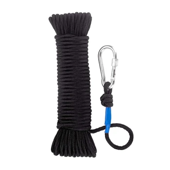 

Fishing Magnet Rope 20 Meters, Heavy Rope with Safe Lock,Diameter 8Mm Nylon Rope Safe and Durable Black