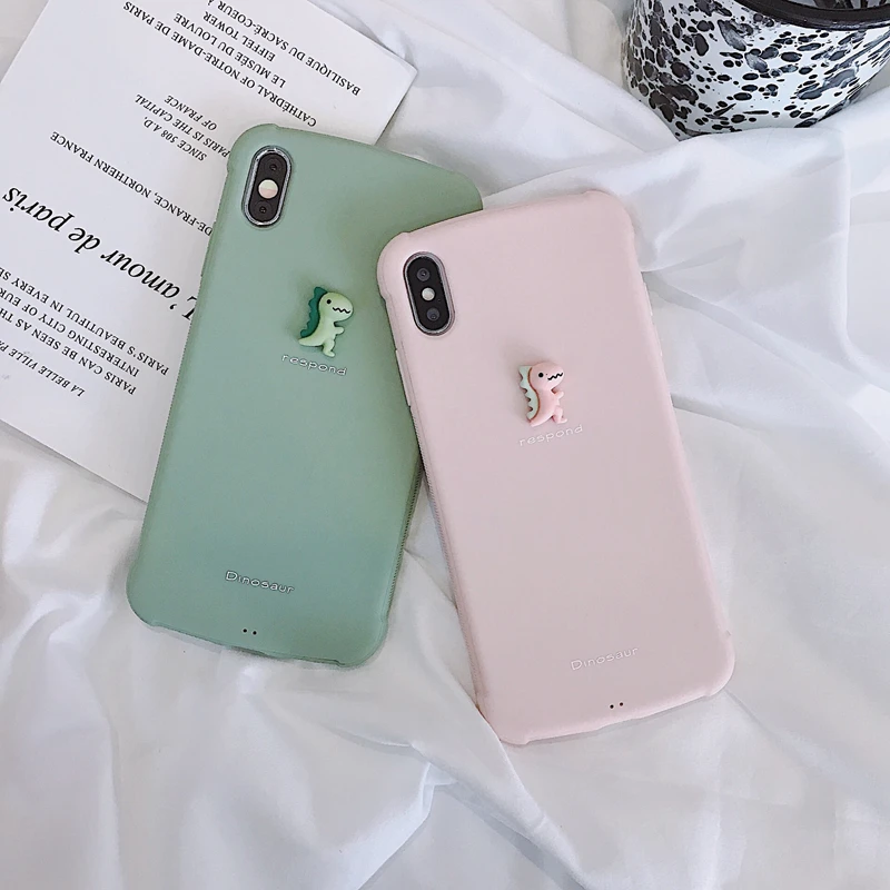 Милый мультяшный Простой 3D динозавр Ультра-мягкий телефон чехол для iPhone 6 6S Plus 7 8 Plus X XS XR XSMAX простой встроенный Apple чехол для телефона