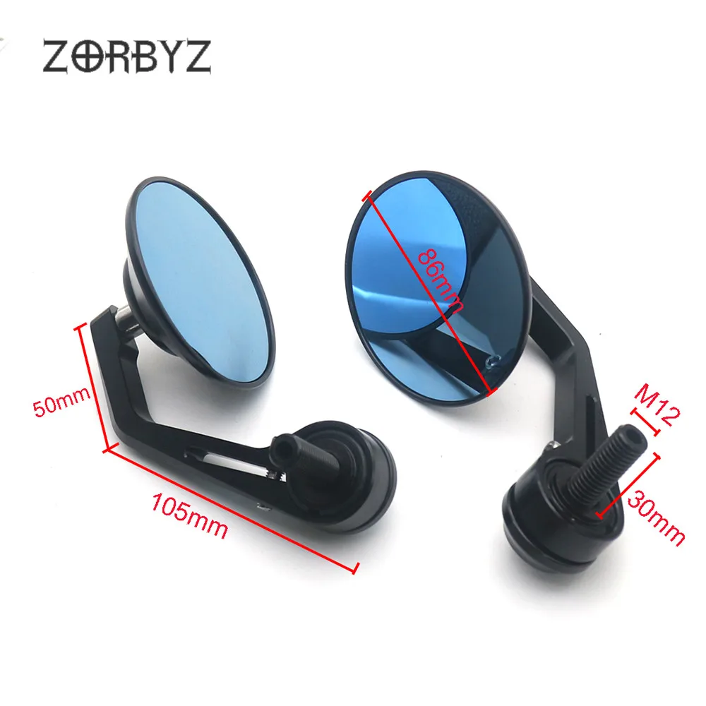ZORBYZ мотоциклетное 1 пара черное ЧПУ круглое боковое зеркало на руль 12 мм болтовое