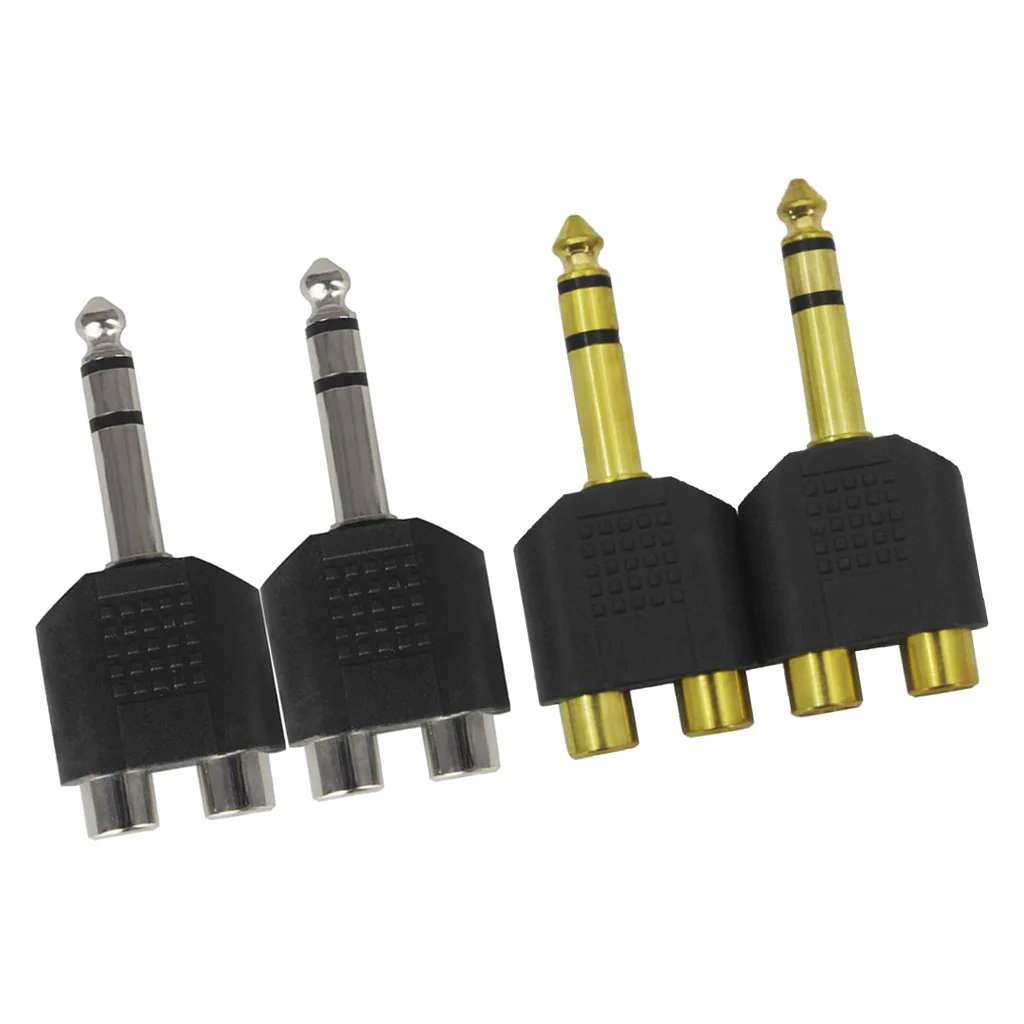 6.35mm Headphone Mic Audio Cable Converter Adapter 1 Male To 2 Female