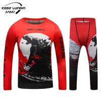 Cody Lundin Children Sublimation Printed Sports-Set New Design Boy Muay-Thai Boxing Fitness Suits Kid's Kickboxing MMA Rashguard 1