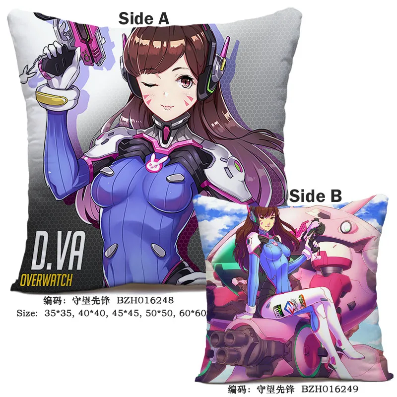45X45CM Anime Game Overwatches Pillow Case OW Dva Mercy Mei Hanzo
