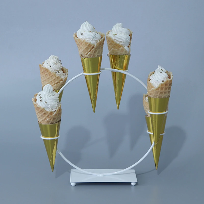 Ice Cream Display Racks for Dessert Shop Tableware Ice-Cream Cone Holder Kids Home Birthday Sweet Cone Plates Decor
