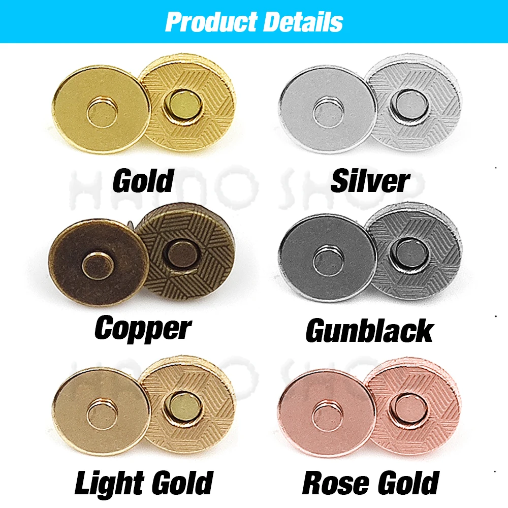 10sets/lot 10mm-18mm Magnetic Buttons Bags Magnet Automatic Adsorption Buckle Metal Thin Buttons Snaps DIY Walle t Buttons