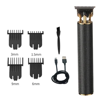 

Electric Hair Clipper USB Rechargeable Hair Trimmer with Cleaning Brush Guides Trimming Tool Men T-Blade Shaving Hair Trimmers