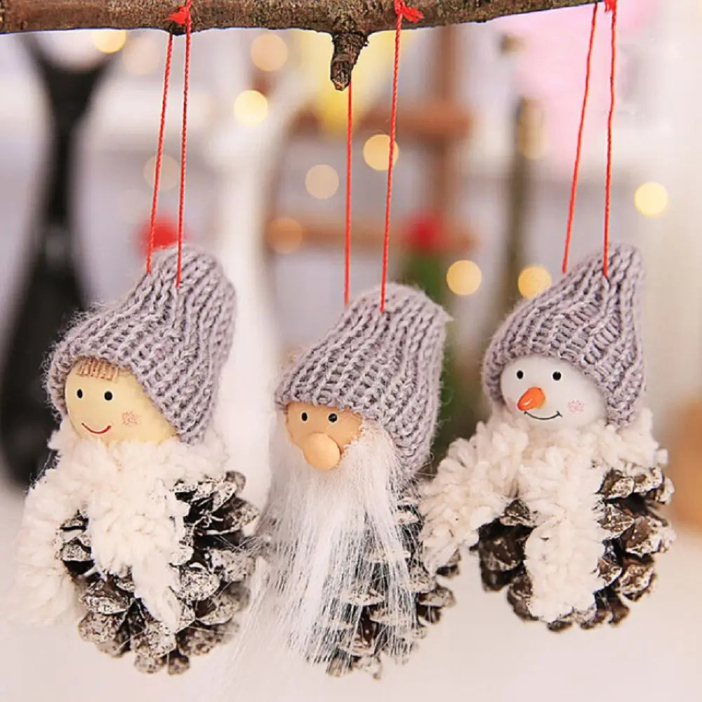 

New Santa Claus Christmas Hanging Ornaments Pine Cone Xmas Doll Gift 3Pcs/Sets Tree Pendant Home Christmas Decorations
