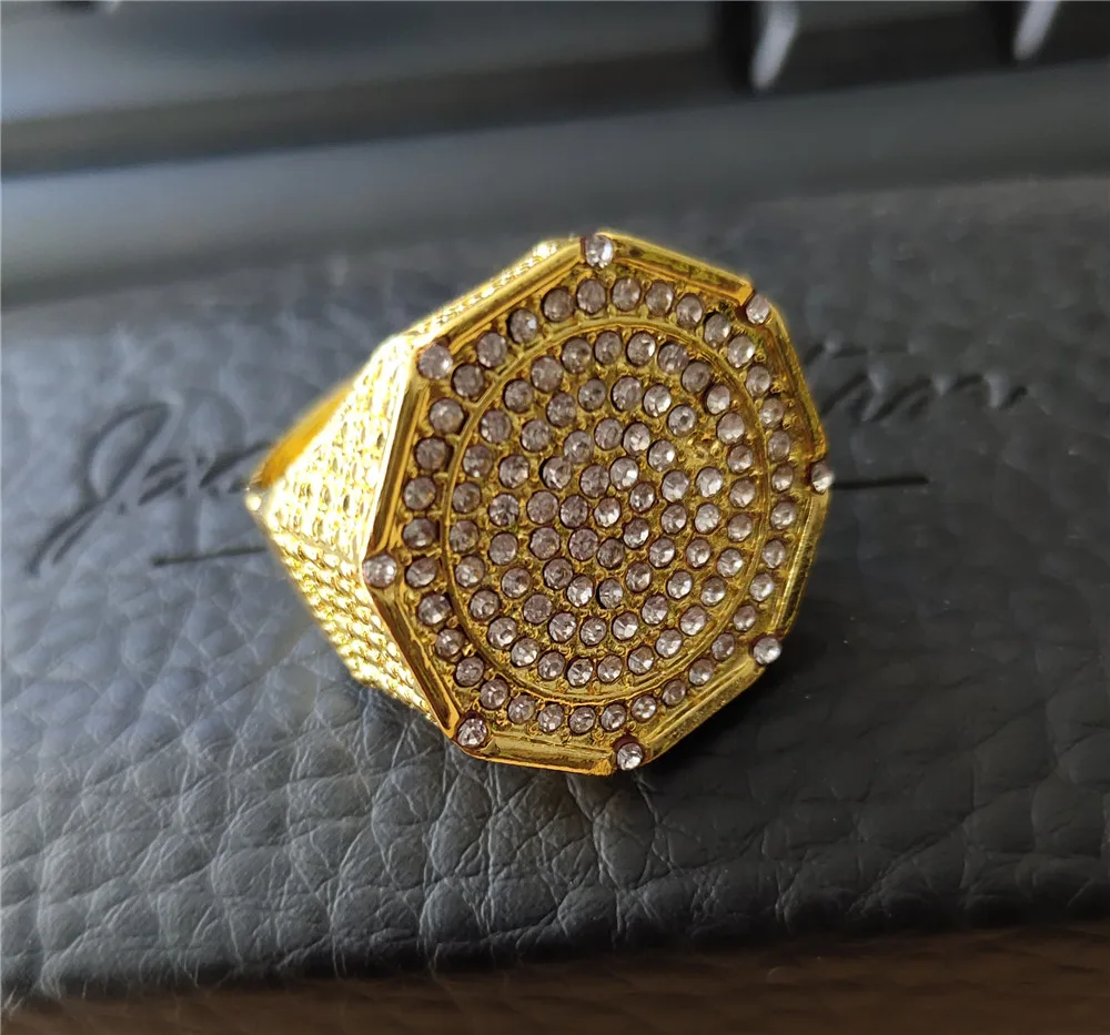 Хип-хоп серебряное микро проложенное кольцо, стразы со льдом, большие квадратные кольца, IP Позолоченные мужские кольца для мужчин, ювелирные изделия