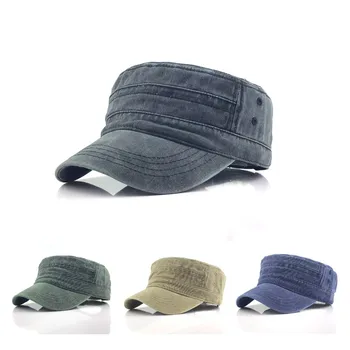 

2020 New Solid Color Men's Army Cap Military Adjustable Flat Cap Classical Style Sunscreen Sun Hat Casual Hat