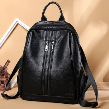 

2020 New European And American Fashion Leather Retro Wild Large Capacity School Bag Casual Ladies Backpack