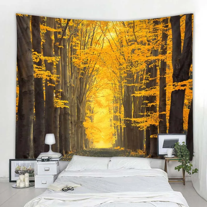 Large tapestry natural landscape forest wall hanging aesthetics room decoration bohemian bedroom living room wall decoration