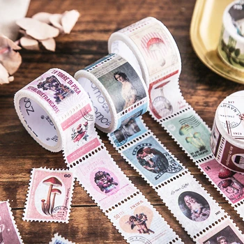 

Vintage Stamps Series Flowers Bullet Journal Washi Masking Tape Release Paper Stickers Scrapbooking Stationery Decorative Tape