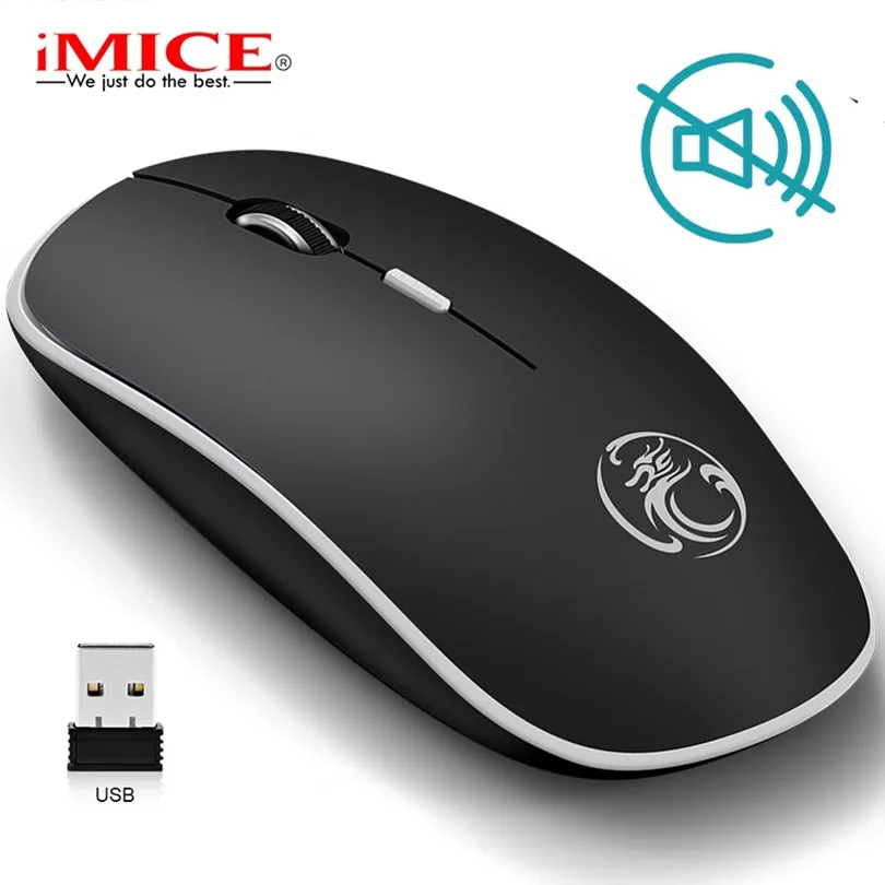 Ratón inalámbrico silencioso para PC y portátil, Mouse ergonómico óptico silencioso, USB, silencioso