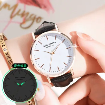 

Simple Casual Ladies Watches For Women Diamond Black Watch Minimalism Leather Band Wristwatch